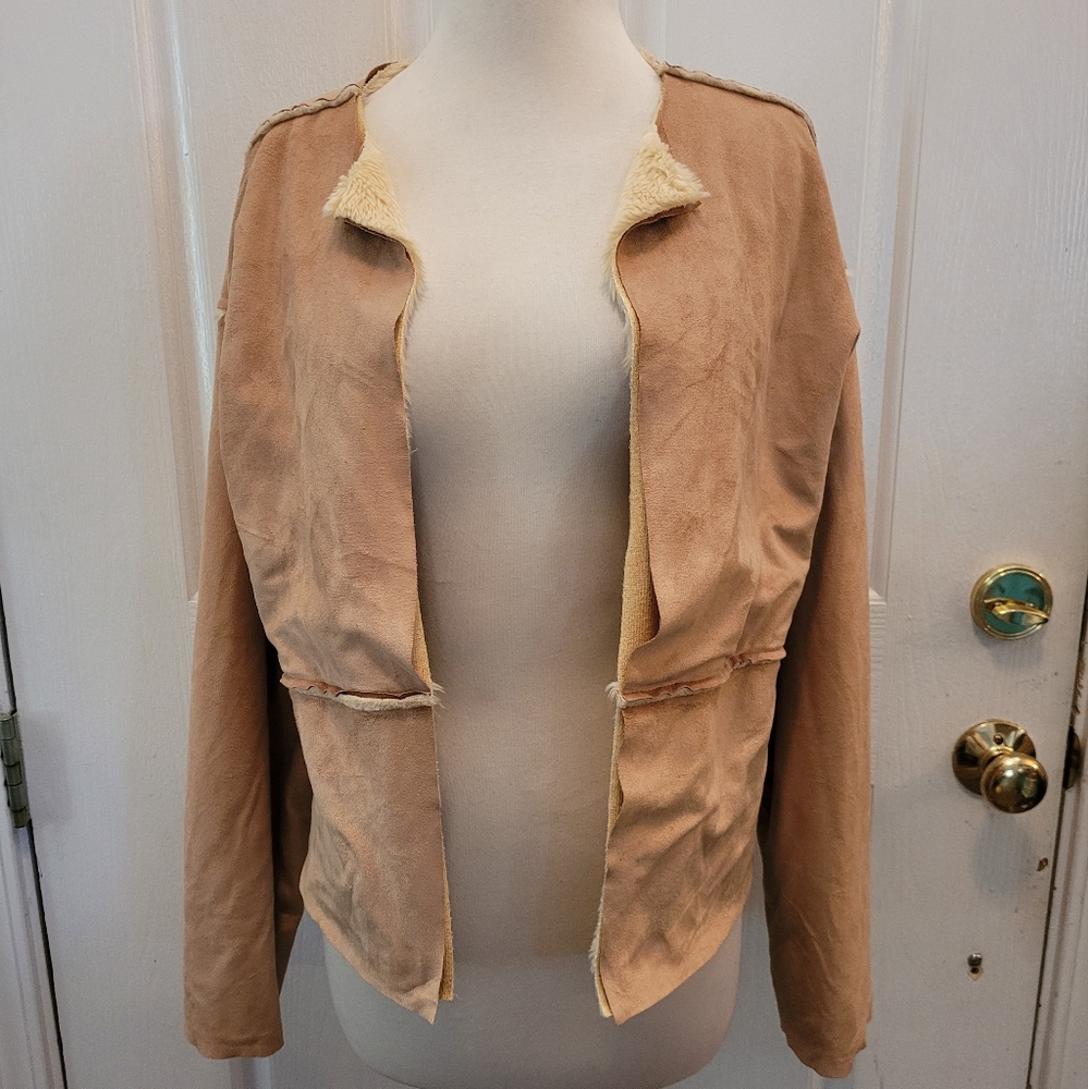 Women's Banana Republic Sherpa Lined Jacket Brown Medium Boho Faux Suede